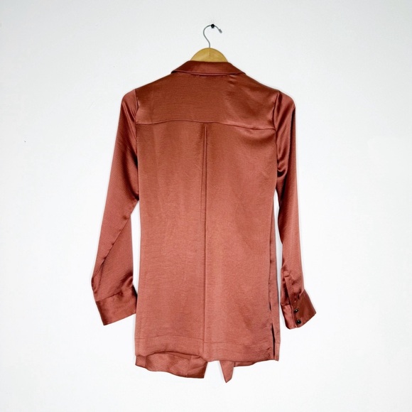 Moulinette Soeurs by Anthropologie Wrap Blouse Size Small Cinnamon - Picture 3 of 6